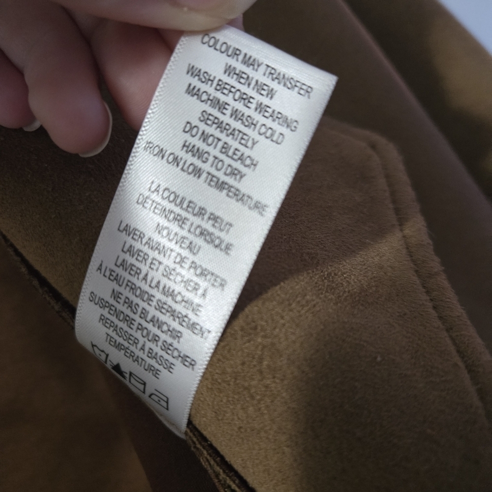 NWOT Small Ricki's Tobacco Brown Faux Suede Drape Front Jacket - Picture 8 of 9